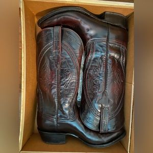 Lucchese L1509 Black Cherry Got Skin Leather Western Boots Mens 9.5-D